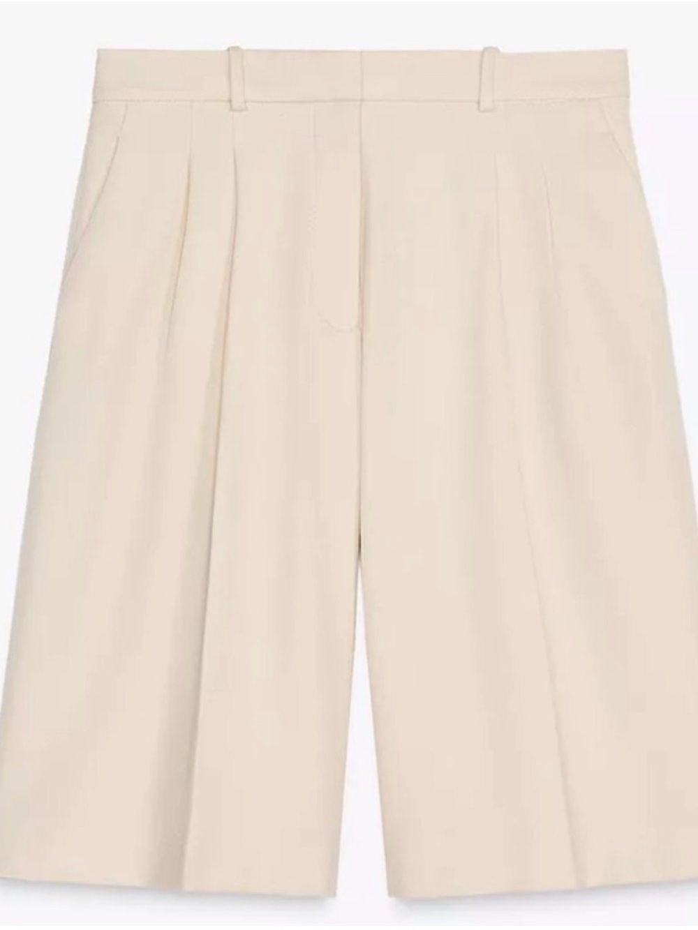 Zara Pleated Bermuda Shorts - Cream